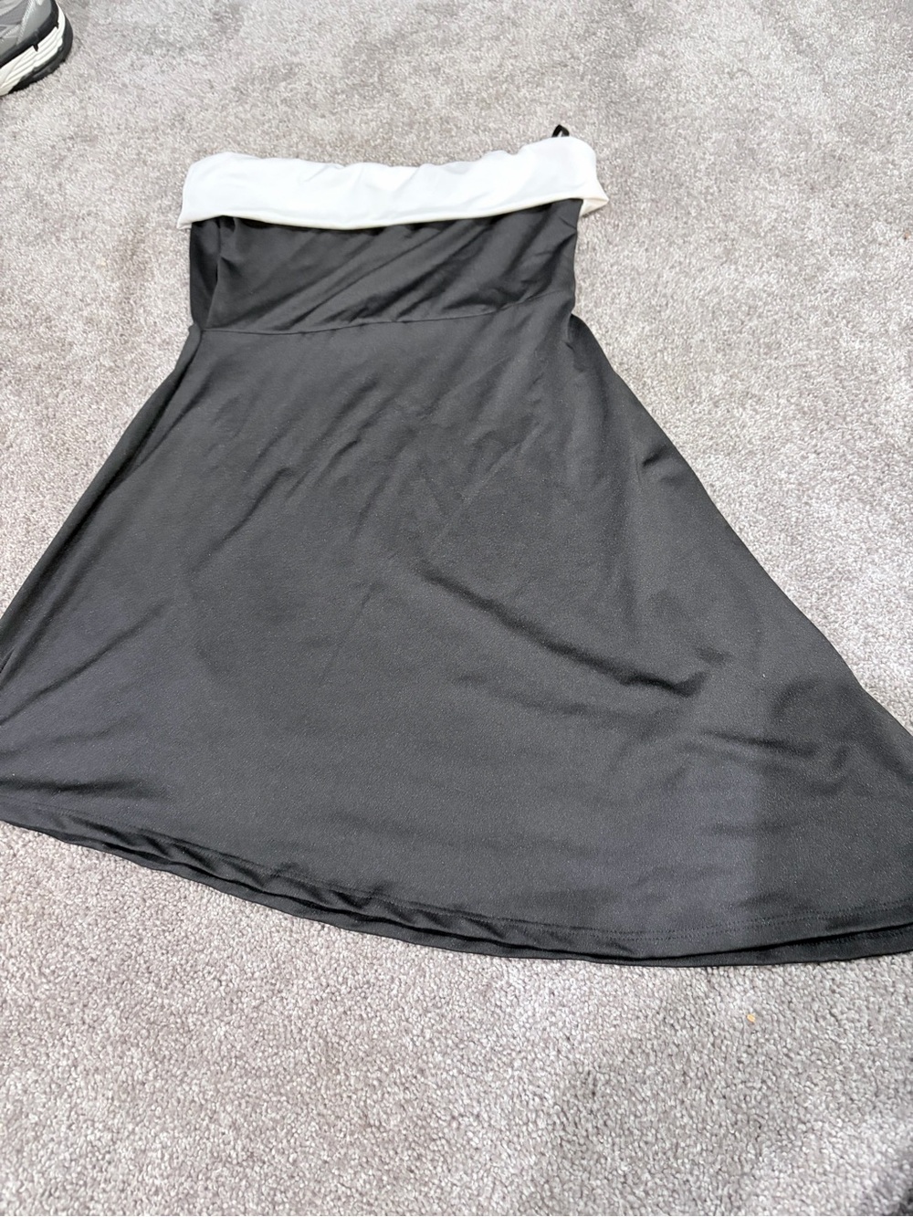 Windsor Black Strapless Dress with White Foldover Neckline